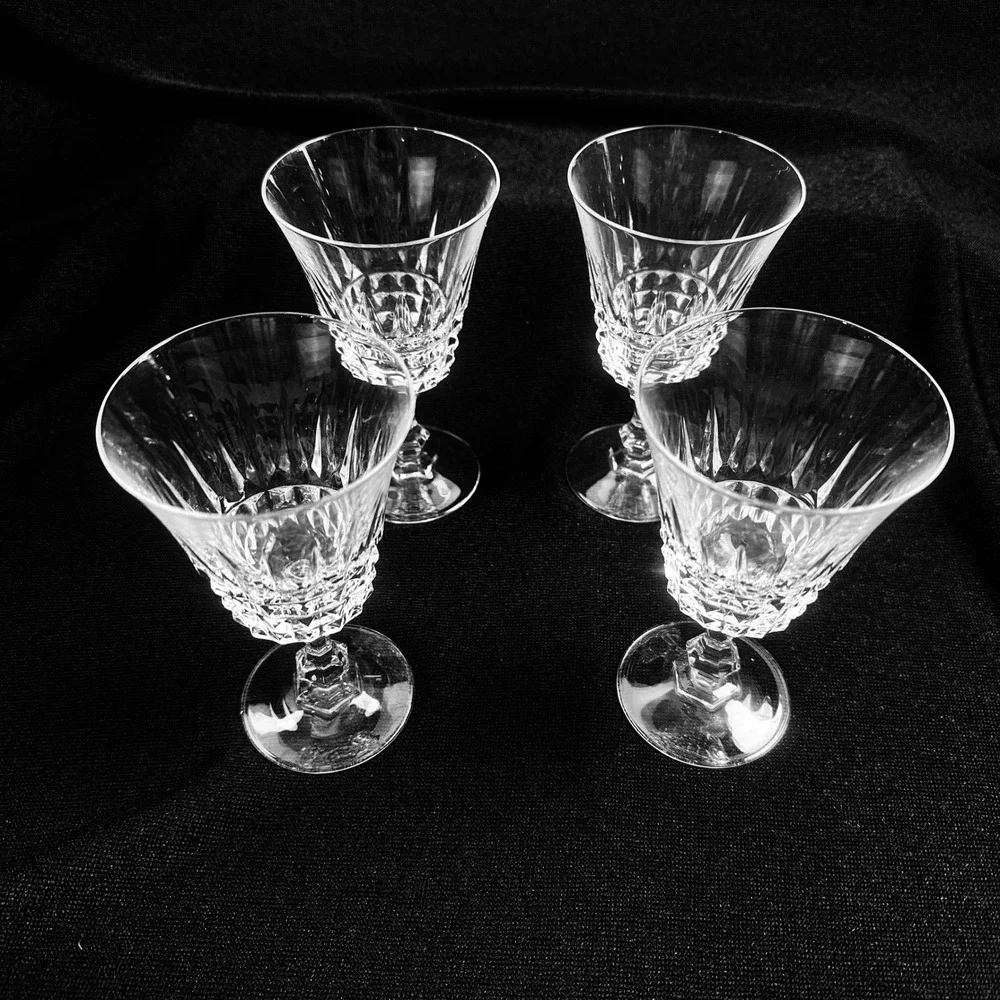 Cristal D'Arques Durand‎ Victoria 4 Water Glasses Etched Crystal 6 1/4 Inch